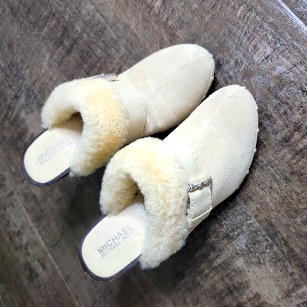 Vintage Michael Kors Faux Fur Trimmed High Clogs